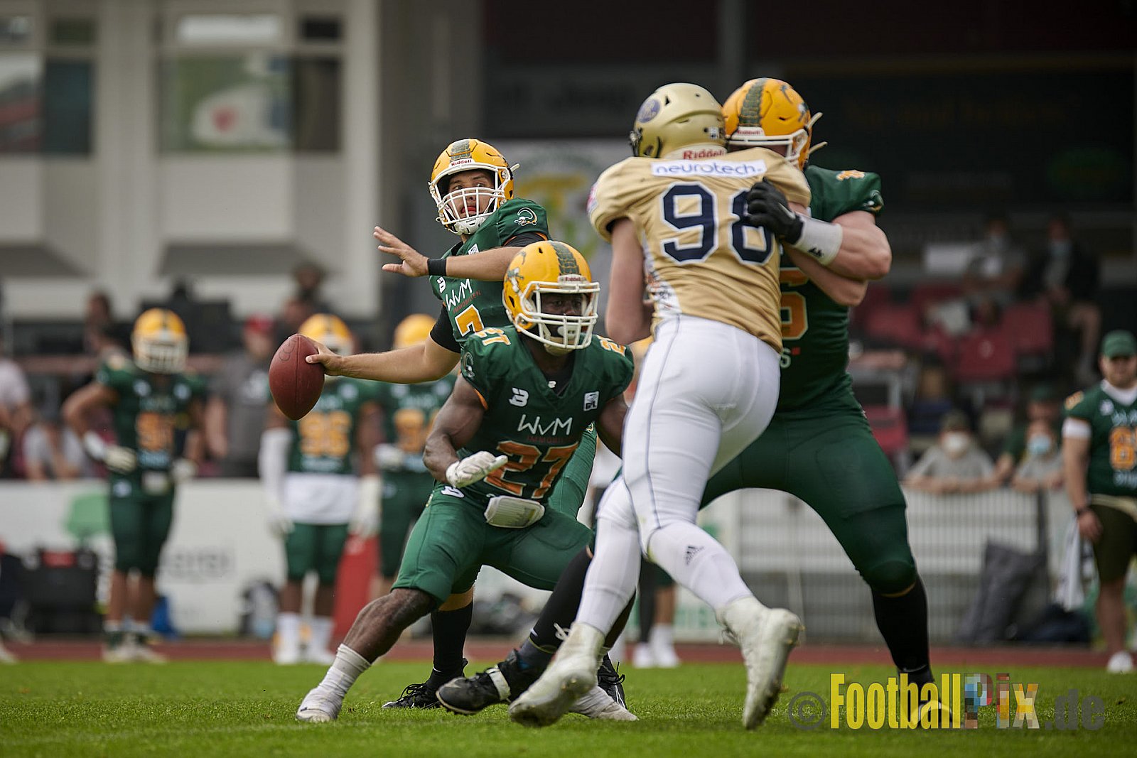 German Football League 2021 Cologne Crocodiles vs. Dresden Monarchs im Südstadion, Vorgebirgstraße 76, 50969 Köln, Punkte Endstand 48 : 41.
[Bildnummer: 2021-06-05_0146] - CologneCrocodilesVsDresdenMonarchs