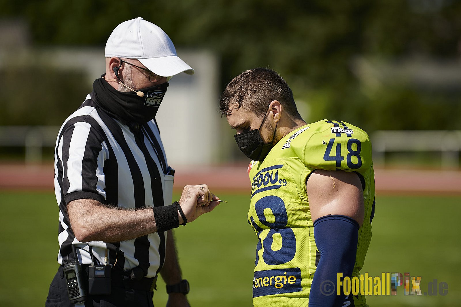 GFL2 Season 2021 Langenfeld Longhorns vs. Assindia Cardinals am 14.08.2021 im Jahnstadion, Jahnstr.4, 40764 Langenfeld. Punkte Endstand 42 : 12 (2:6/14:0/13:6/13:0)
[Bildnummer: 2021-08-14_0100] - LangenfeldLonghornsVsAssindiaCardinals