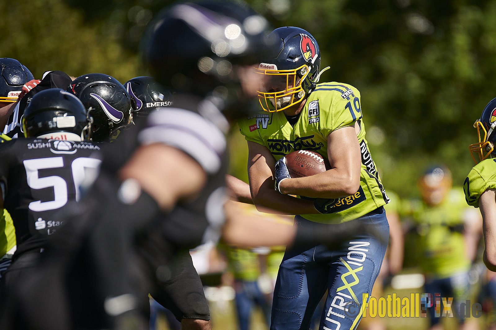 GFL2 Season 2021 Langenfeld Longhorns vs. Assindia Cardinals am 14.08.2021 im Jahnstadion, Jahnstr.4, 40764 Langenfeld. Punkte Endstand 42 : 12 (2:6/14:0/13:6/13:0)
[Bildnummer: 2021-08-14_0137] - LangenfeldLonghornsVsAssindiaCardinals