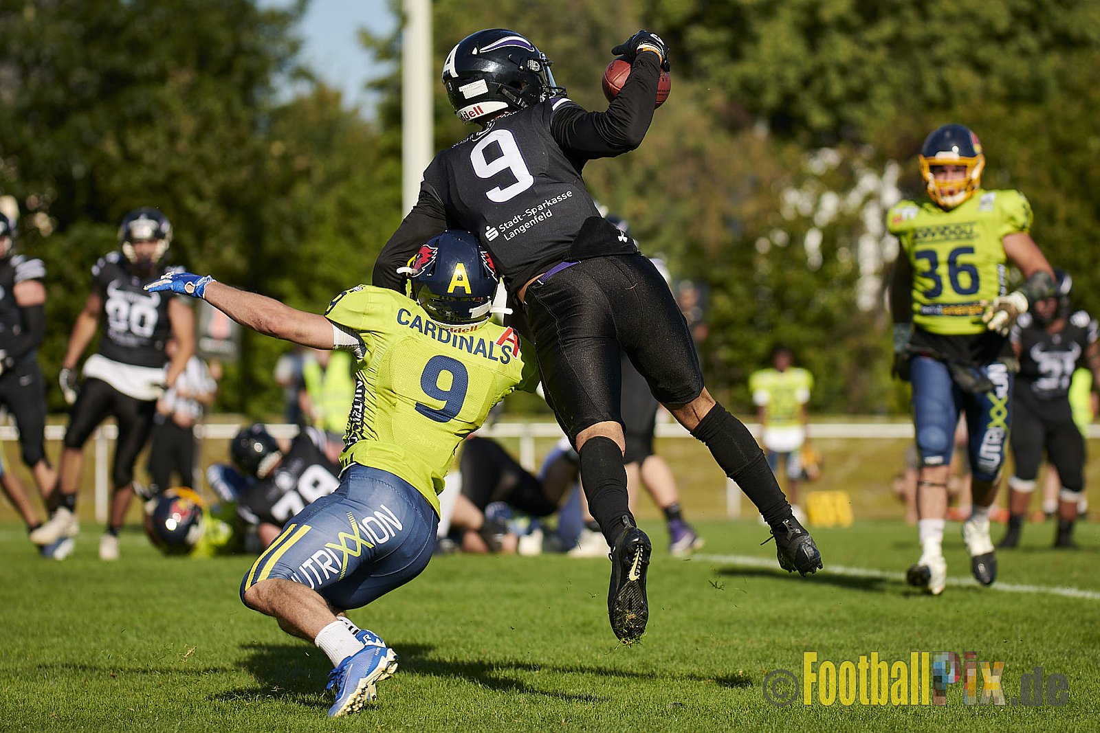 GFL2 Season 2021 Langenfeld Longhorns vs. Assindia Cardinals am 14.08.2021 im Jahnstadion, Jahnstr.4, 40764 Langenfeld. Punkte Endstand 42 : 12 (2:6/14:0/13:6/13:0)
[Bildnummer: 2021-08-14_0378] - LangenfeldLonghornsVsAssindiaCardinals
