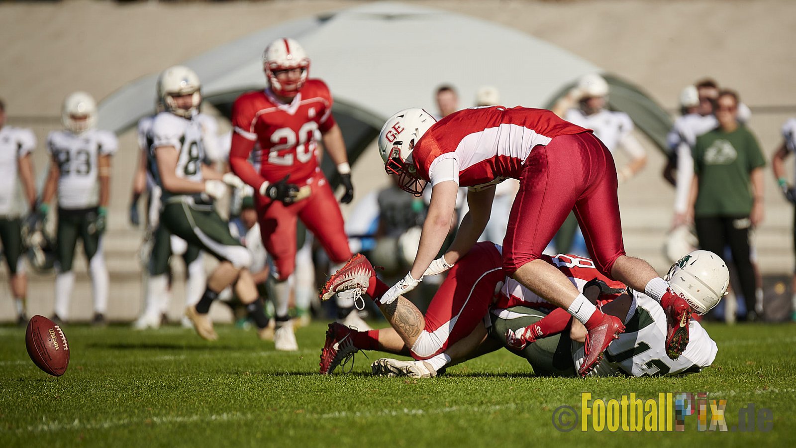 AFCV NRW Regionalliga Season 2021 Gelsenkirchen Devils vs. Bielefeld Bulldogs am 9.10.2021 im Fürstenbergstadion, Fischerstraße 35, 45899 Gelsenkirchen-Horst, Punkte Endstand 0 : 42.
[Bildnummer: 2021-10-09_0068] - GelsenkirchenDevilsVsBielefeldBulldogs