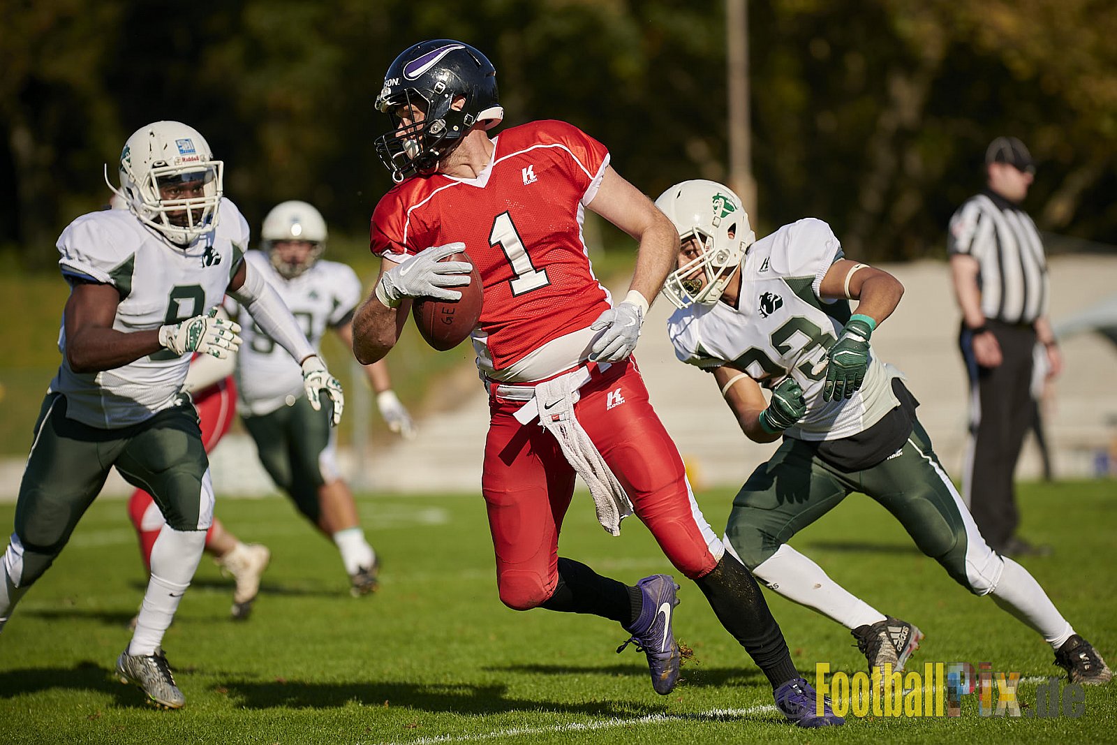 AFCV NRW Regionalliga Season 2021 Gelsenkirchen Devils vs. Bielefeld Bulldogs am 9.10.2021 im Fürstenbergstadion, Fischerstraße 35, 45899 Gelsenkirchen-Horst, Punkte Endstand 0 : 42.
[Bildnummer: 2021-10-09_0113] - GelsenkirchenDevilsVsBielefeldBulldogs