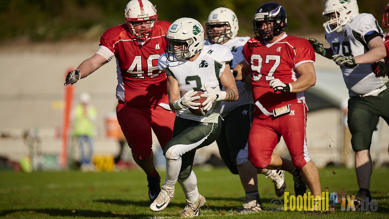 AFCV NRW Regionalliga Season 2021 Gelsenkirchen Devils vs. Bielefeld Bulldogs am 9.10.2021 im Fürstenbergstadion, Fischerstraße 35, 45899 Gelsenkirchen-Horst, Punkte Endstand 0 : 42.
[Bildnummer: 2021-10-09_0188] - GelsenkirchenDevilsVsBielefeldBulldogs