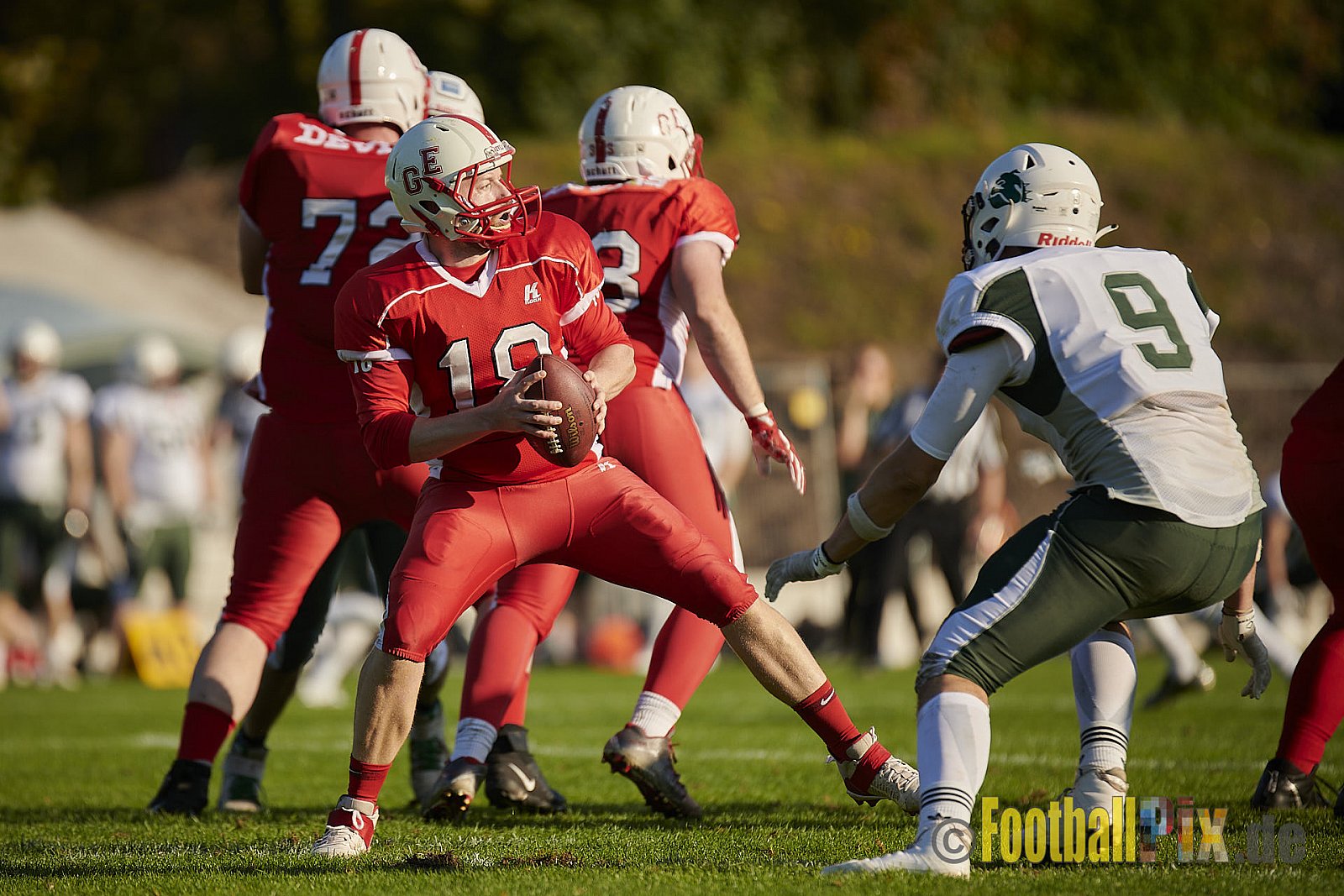AFCV NRW Regionalliga Season 2021 Gelsenkirchen Devils vs. Bielefeld Bulldogs am 9.10.2021 im Fürstenbergstadion, Fischerstraße 35, 45899 Gelsenkirchen-Horst, Punkte Endstand 0 : 42.
[Bildnummer: 2021-10-09_0292] - GelsenkirchenDevilsVsBielefeldBulldogs