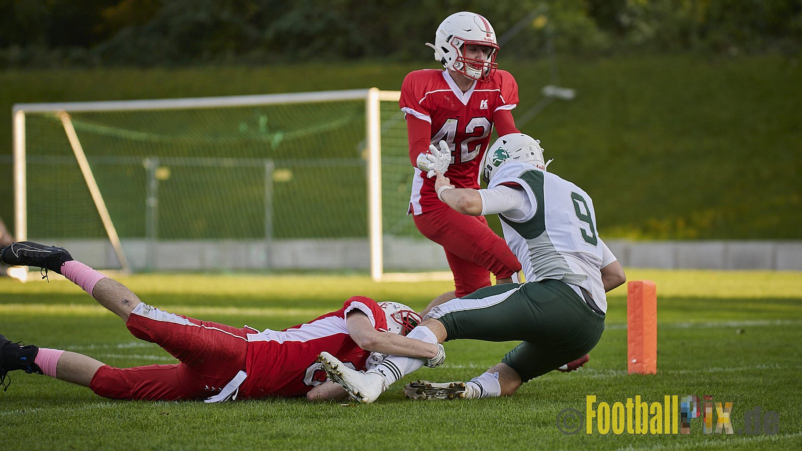 AFCV NRW Regionalliga Season 2021 Gelsenkirchen Devils vs. Bielefeld Bulldogs am 9.10.2021 im Fürstenbergstadion, Fischerstraße 35, 45899 Gelsenkirchen-Horst, Punkte Endstand 0 : 42.
[Bildnummer: 2021-10-09_0404] - GelsenkirchenDevilsVsBielefeldBulldogs