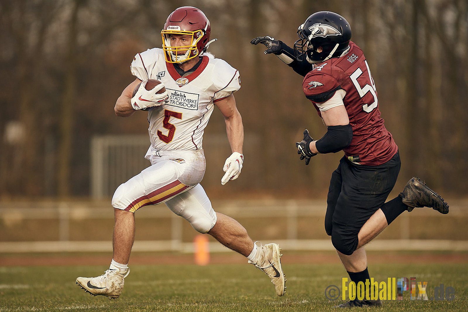 AFCV NRW Freundschaftsspiel Season 2022 Troisdorf Jets vs. Wuppertal Greyhounds am 12.03.2022 im Aggerstadion Troisdorf, Taubengasse 199, 53840 Troisdorf, Punkte Endstand 31 : 07.
[Bildnummer: 2022-03-12_0405] - TroisdorfJetsVsWuppertalGreyhounds