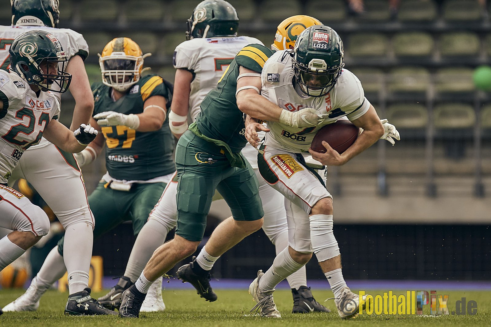 GFL Season 2022 Cologne Crocodiles vs. Kiel Baltic Hurricanes am 11.06.2022 im Stadion Stadion Höhenberg, Höhenberger Ring, 51103 Köln. Punkte Endstand 49 : 00. Bildnummer: 2022-06-11_0776 - CologneCrocodilesVsKielBalticHurricanes