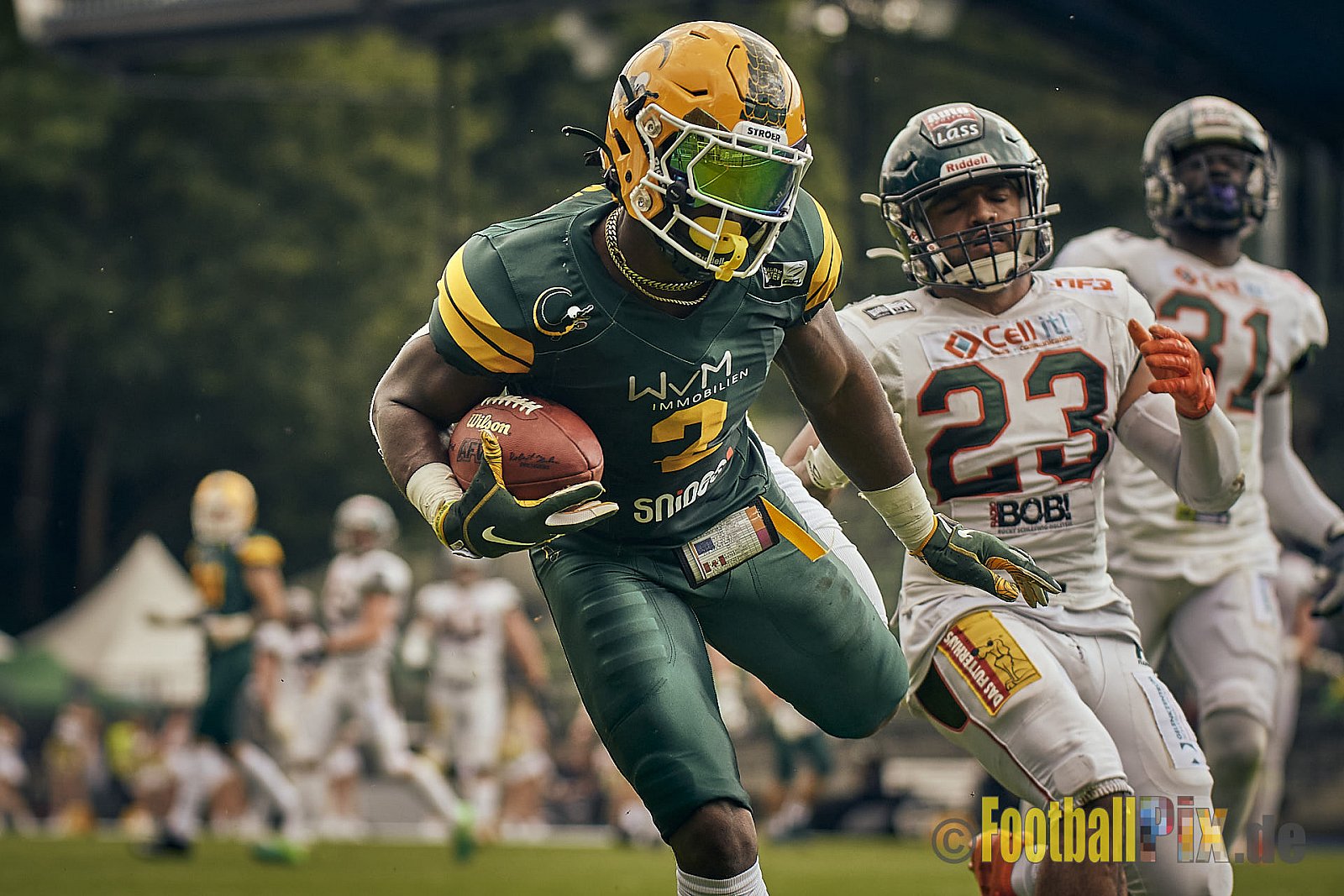 GFL Season 2022 Cologne Crocodiles vs. Kiel Baltic Hurricanes am 11.06.2022 im Stadion Stadion Höhenberg, Höhenberger Ring, 51103 Köln. Punkte Endstand 49 : 00. Bildnummer: 2022-06-11_0813 - CologneCrocodilesVsKielBalticHurricanes