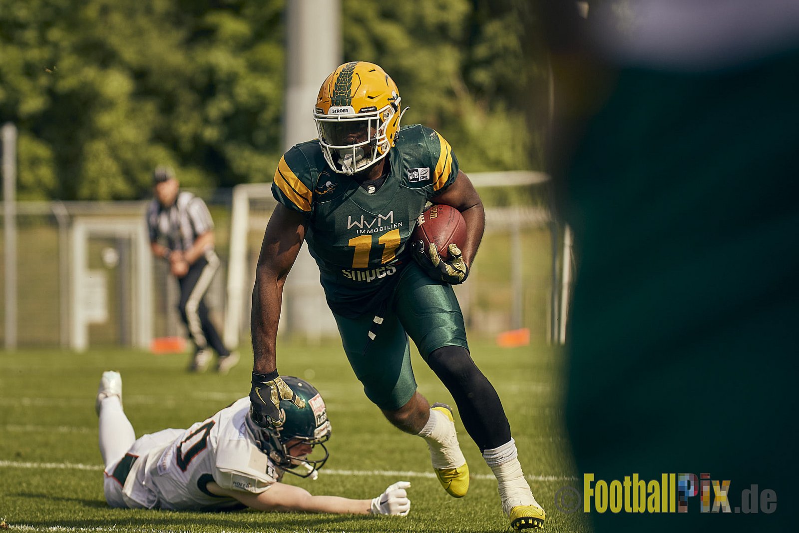 GFL Season 2022 Cologne Crocodiles vs. Kiel Baltic Hurricanes am 11.06.2022 im Stadion Stadion Höhenberg, Höhenberger Ring, 51103 Köln. Punkte Endstand 49 : 00. Bildnummer: 2022-06-11_1040 - CologneCrocodilesVsKielBalticHurricanes