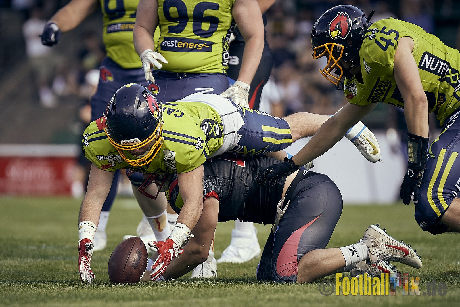 GFL2 Season 2022 Solingen Paladins vs. Assindia Cardinals am 2.07.2022 im Stadion Jahnkampfbahn Solingen, Adolf-Clarenbach-Straße 36, 42719 Solingen. Spiel Endstand 25 : 13. Bildnummer: 2022-07-02_0154 - SolingenPaladinsVsAssindiaCardinals