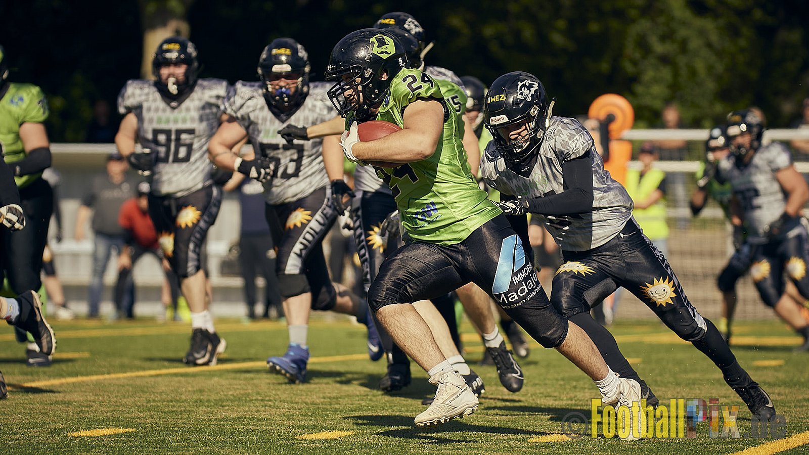 AFCV NRW Verbandsliga Ost Season 2022 Herne Black Barons vs. Minden Wolves am 25.09.2022 im Stadion Horststadion, Gartenstraße 12-16, 44625 Herne, Punkte Endstand 12 : 34.
[Bildnummer: 2022-09-25_0221] - HerneBlackBaronsMindenWolves