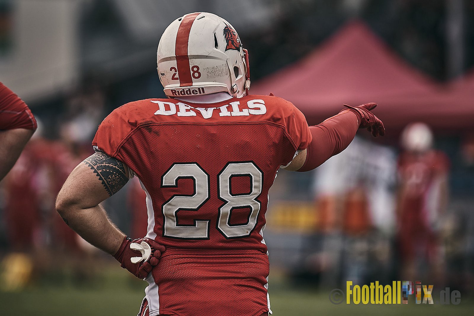 AFCV Verbandsliga Season 2023 Gelsenkirchen Devils vs. Wesseling Blackvenom am 22.04.2023 im Stadion Fürstenbergstadion, Fischerstraße 35, 45899 Gelsenkirchen, Punkte Endstand 14 : 20.
[2023-04-22_0095] - GelsenkirchenDevilsVsWesselingBlackvenom
