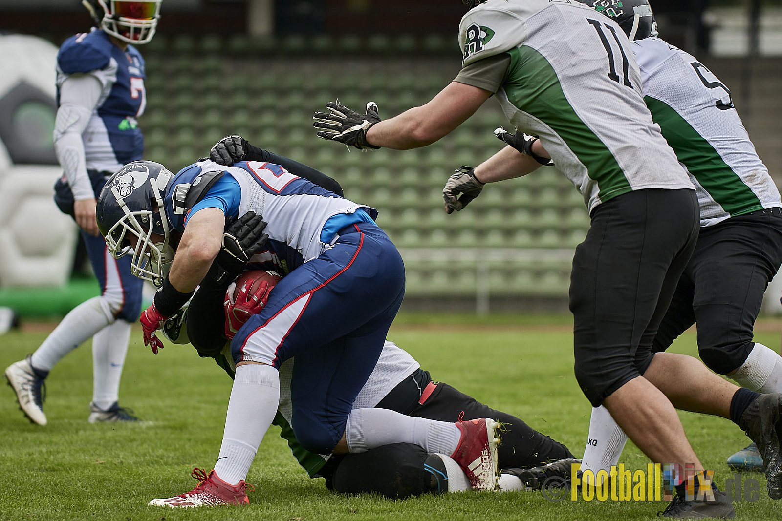 AFCV Verbandsliga Season 2023 Recklinghausen Chargers vs. Rheine Raptors am 29.04.2023 im Stadion Stadion Hohenhorst, Am Stadion 1, 45659 Recklinghausen, Punkte Endstand 37 : 10.
[2023-04-29_0081] - RecklinghausenChargersVsRheineRaptors
