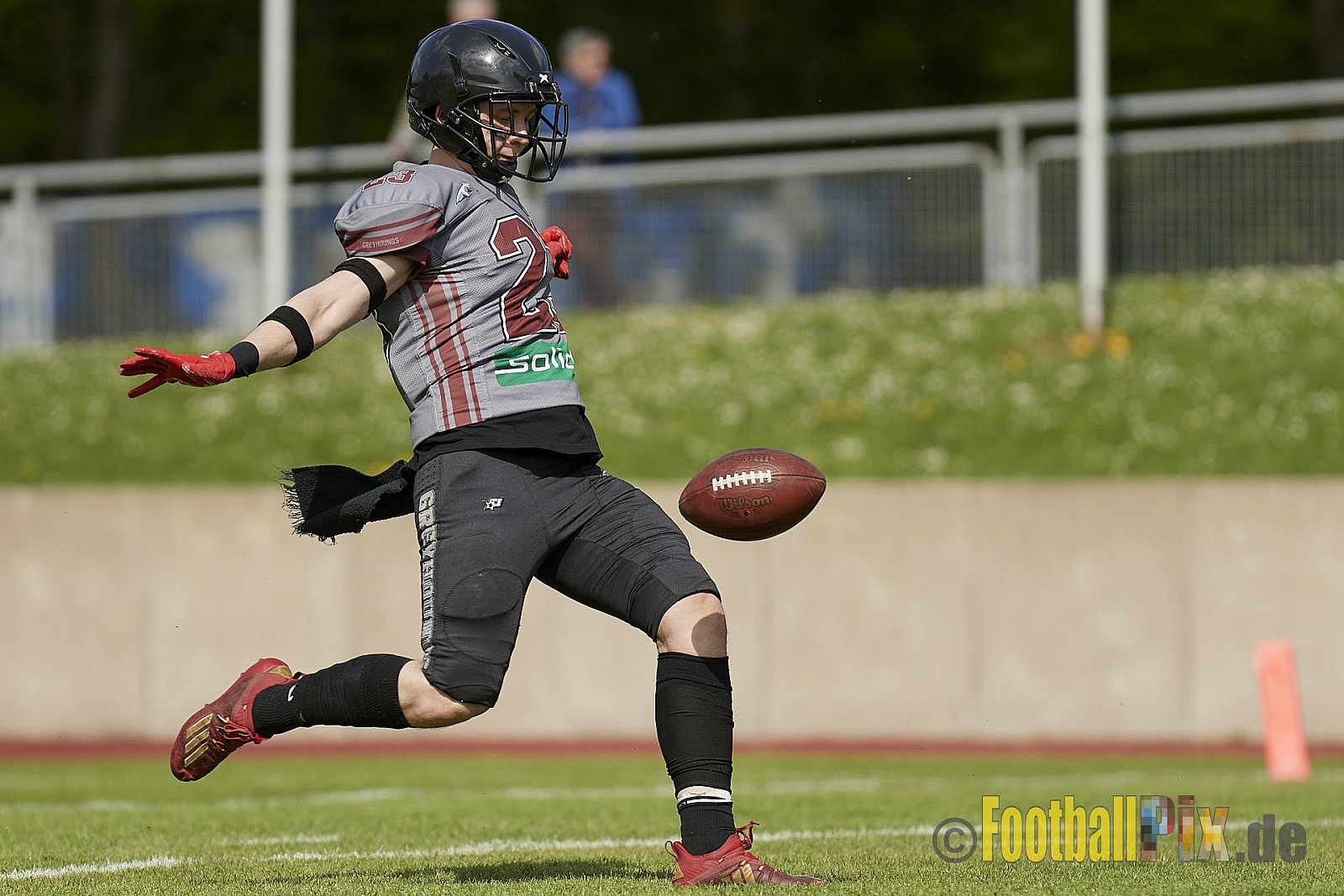 AFCV Regionalliga Season 2023 Essen Assindia Cardinals vs. Wuppertal Greyhounds am 30.04.2023 im Stadion Stadion am Hallo, Hallostraße 50, 45141 Essen, Punkte Endstand 12 : 27.
[2023-04-30_0180] - EssenAssindiaCardinalsVsWuppertalGreyhounds
