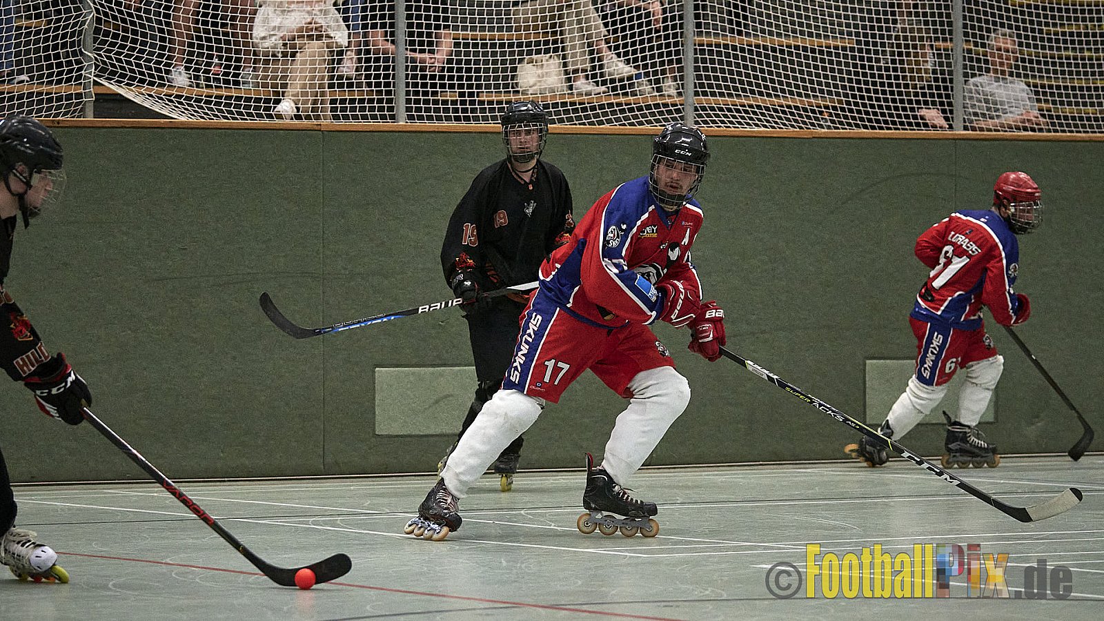ISHD Inliner Hockey LLR Monheim Skunks I vs. Hilden Flames II am 14.05.2023 im Stadion Sporthalle Sandberg, Falkenstr., 40789 Monheim, Punkte Endstand 9 : 8. - IshdMonheimSkunksVsHildenFlames2