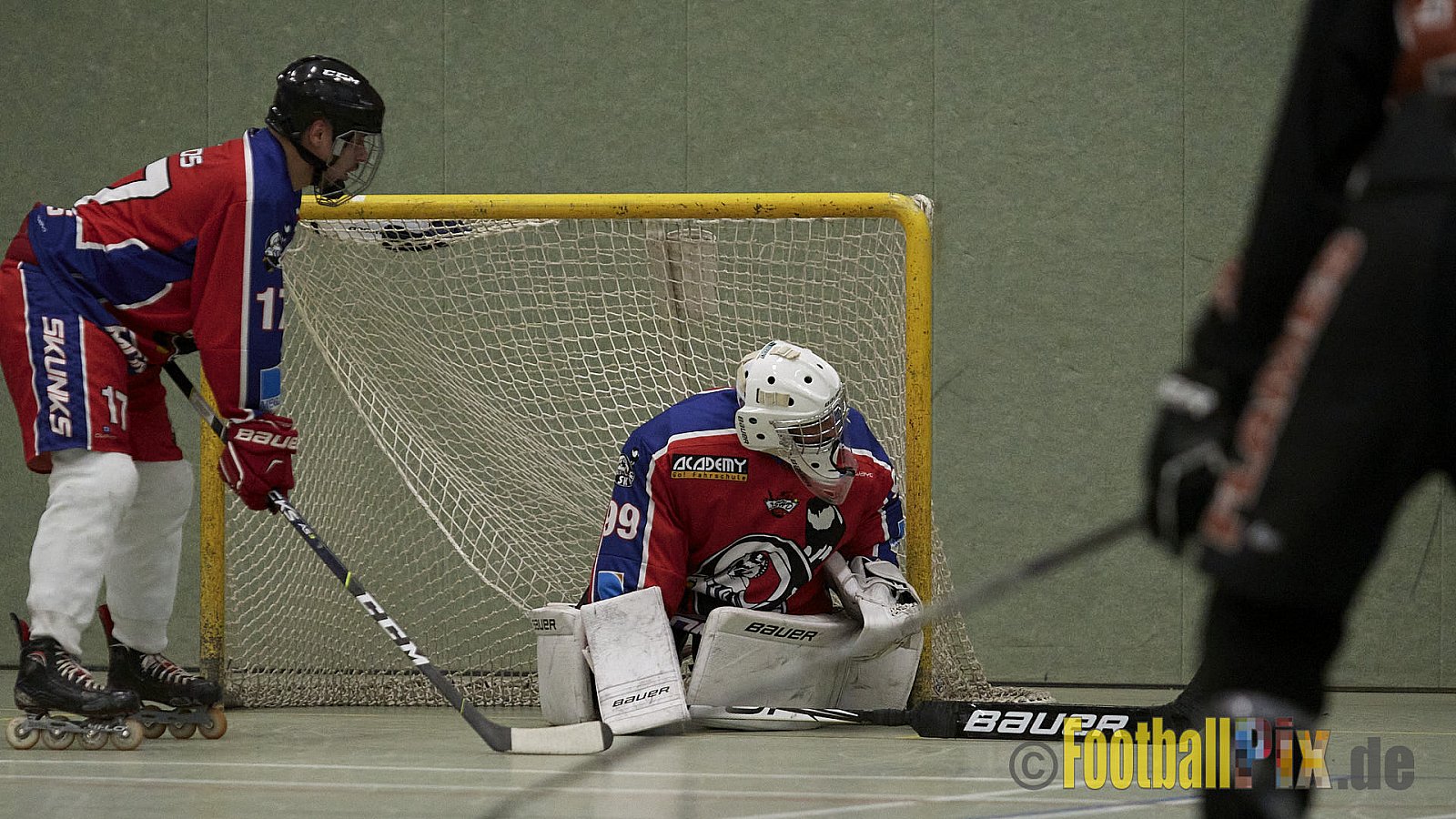 ISHD Inliner Hockey LLR Monheim Skunks I vs. Hilden Flames II am 14.05.2023 im Stadion Sporthalle Sandberg, Falkenstr., 40789 Monheim, Punkte Endstand 9 : 8. - IshdMonheimSkunksVsHildenFlames2