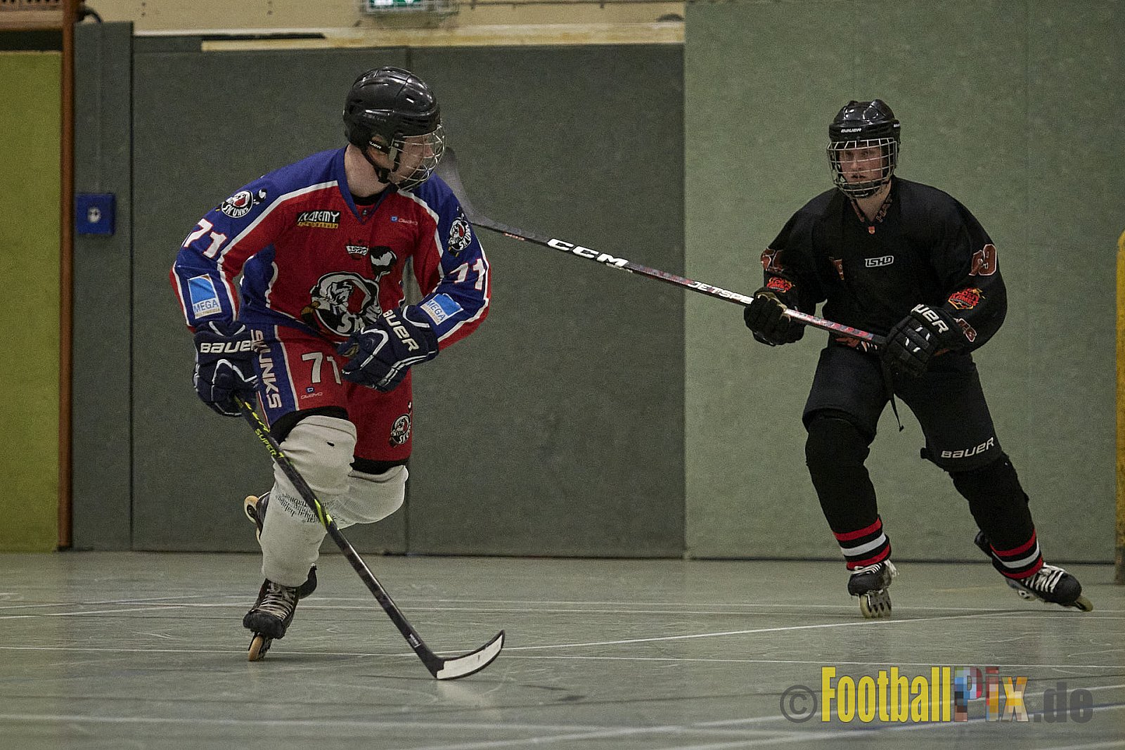 ISHD Inliner Hockey LLR Monheim Skunks I vs. Hilden Flames II am 14.05.2023 im Stadion Sporthalle Sandberg, Falkenstr., 40789 Monheim, Punkte Endstand 9 : 8. - IshdMonheimSkunksVsHildenFlames2