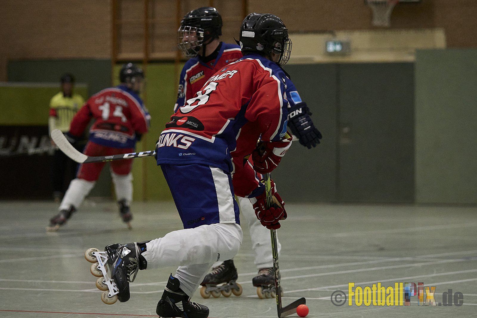 ISHD Inliner Hockey LLR Monheim Skunks I vs. Hilden Flames II am 14.05.2023 im Stadion Sporthalle Sandberg, Falkenstr., 40789 Monheim, Punkte Endstand 9 : 8. - IshdMonheimSkunksVsHildenFlames2