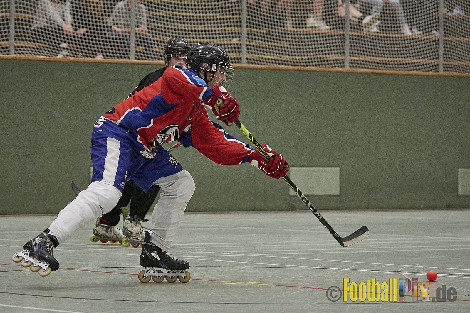 ISHD Inliner Hockey LLR Monheim Skunks I vs. Hilden Flames II am 14.05.2023 im Stadion Sporthalle Sandberg, Falkenstr., 40789 Monheim, Punkte Endstand 9 : 8. - IshdMonheimSkunksVsHildenFlames2