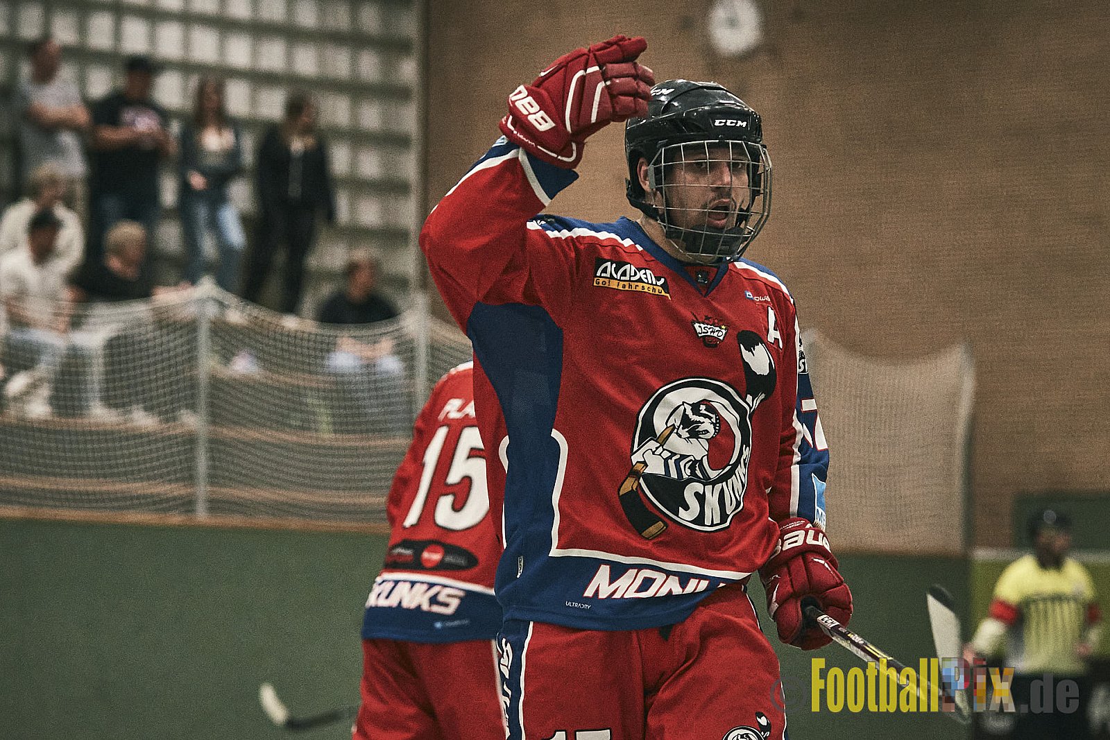 ISHD Inliner Hockey LLR Monheim Skunks I vs. Hilden Flames II am 14.05.2023 im Stadion Sporthalle Sandberg, Falkenstr., 40789 Monheim, Punkte Endstand 9 : 8. - IshdMonheimSkunksVsHildenFlames2