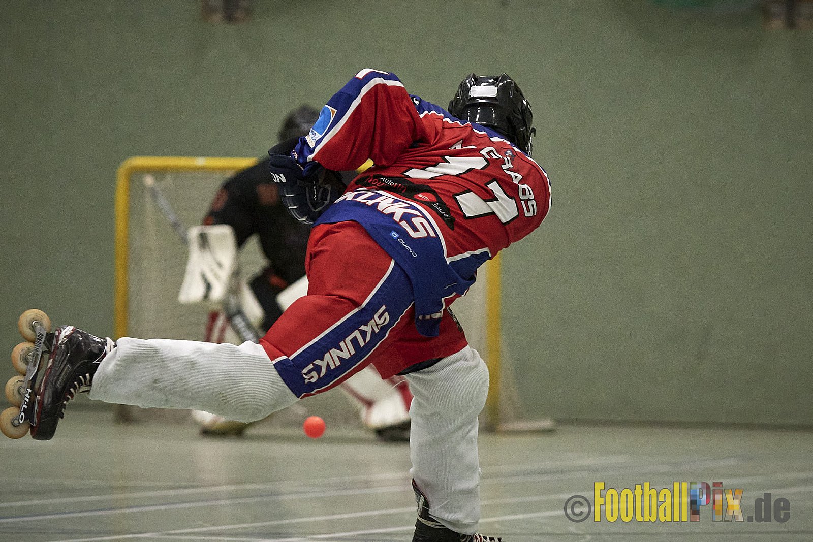 ISHD Inliner Hockey LLR Monheim Skunks I vs. Hilden Flames II am 14.05.2023 im Stadion Sporthalle Sandberg, Falkenstr., 40789 Monheim, Punkte Endstand 9 : 8. - IshdMonheimSkunksVsHildenFlames2