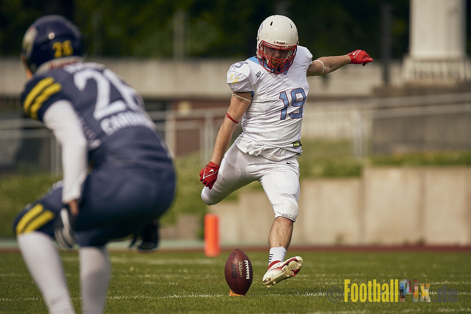 AFCV Regionalliga Season 2023 Essen Assindia Cardinals vs. Bonn Gamecocks am 21.05.2023 im Stadion am Hallo, Hallostraße 50, 45141 Essen, Punkte Endstand: 20 : 28
[Bildnummer: 2023-05-21_0170] - EssenAssindiaCardinalsVsBonnGamecocks