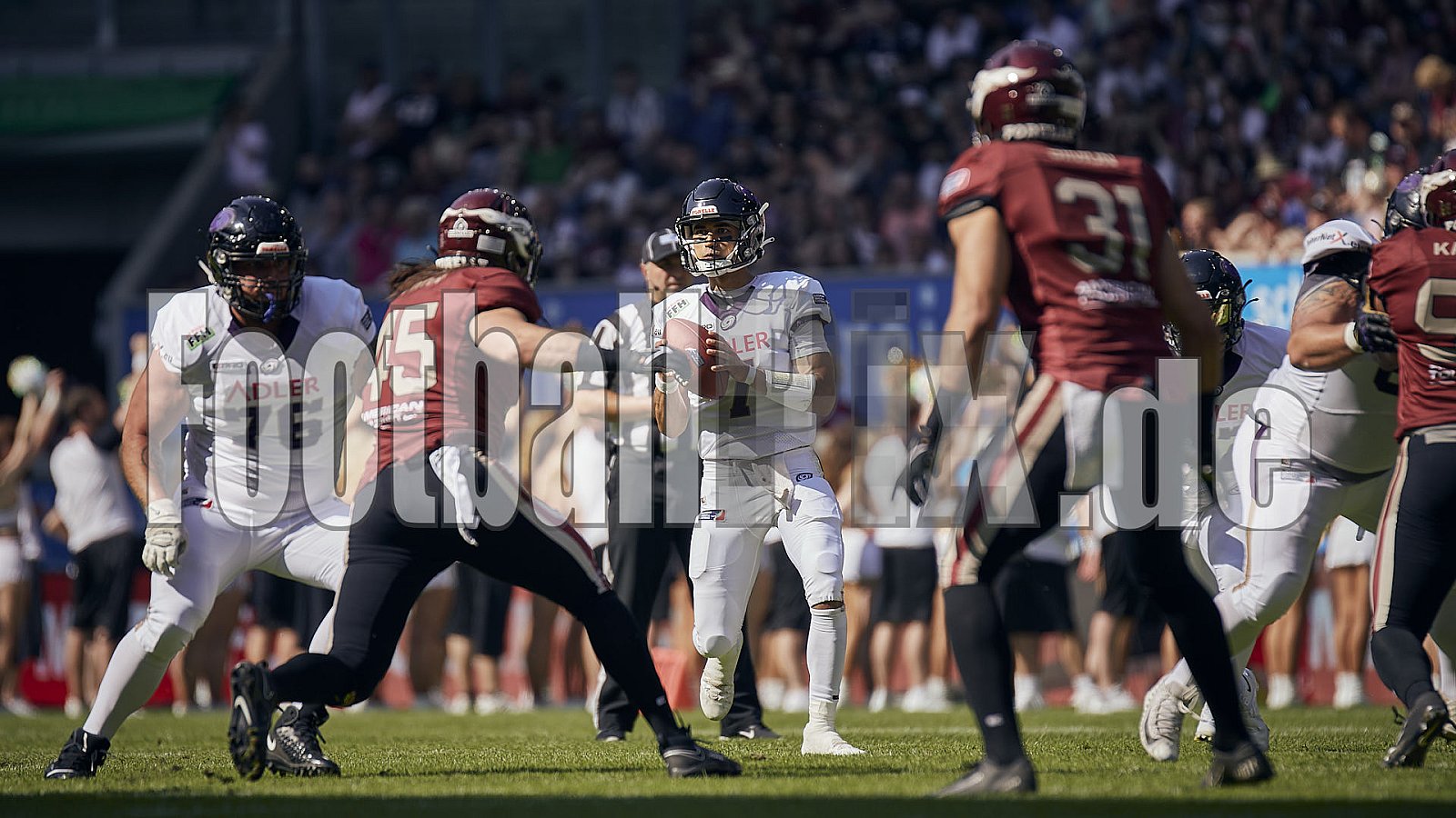 Die 1.Spielwoche der European League of Football (ELF) Season 2023 Rhein Fire vs. Frankfurt Galaxy  am 4.06.2023 im Stadion Schauinsland-Reisen-Arena, Margaretenstraße 5-7, 47055 Duisburg. Punkte Endstand 33 : 9. 
Bildnummer: 2023-06-04_0302 - ELF FrankfurtGalaxy@RheinFire