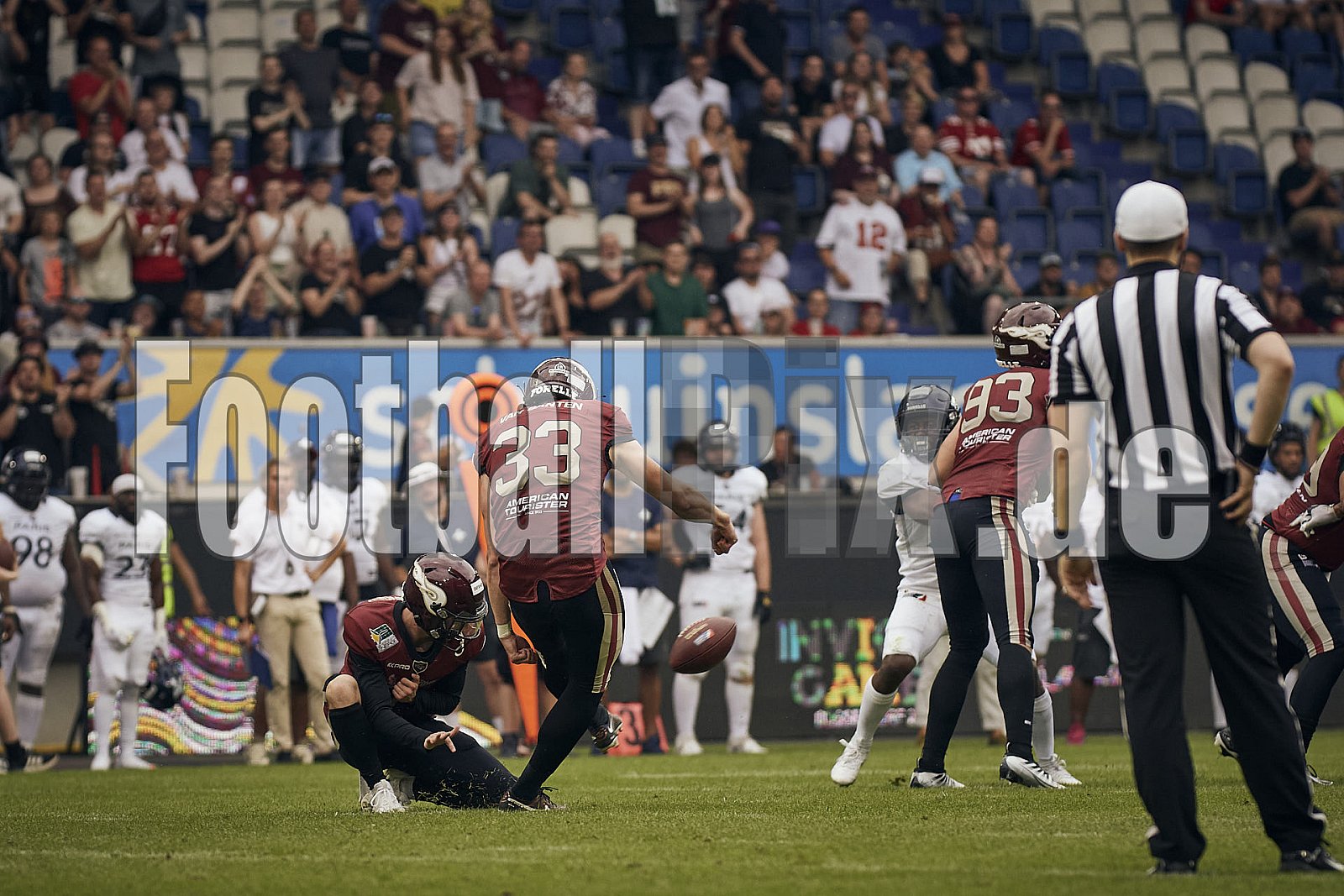Die 3.Spielwoche der European League of Football (ELF) Season 2023 Rhein Fire vs. Paris Musketeers am 18.06.2023 im Stadion Schauinsland-Reisen-Arena, Margaretenstraße 5-7, 47055 Duisburg. Punkte Endstand 58 : 28. 
Bildnummer: 2023-06-18_0478 - ELF ParisMusketeers@RheinFire