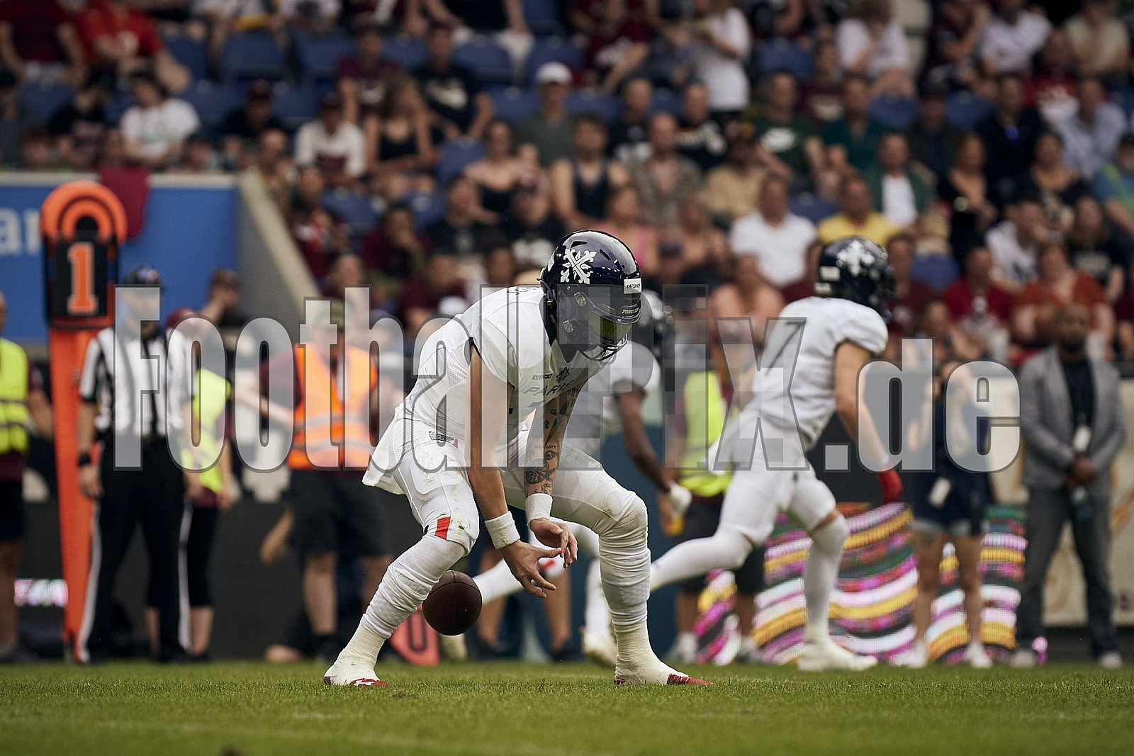 Die 3.Spielwoche der European League of Football (ELF) Season 2023 Rhein Fire vs. Paris Musketeers am 18.06.2023 im Stadion Schauinsland-Reisen-Arena, Margaretenstraße 5-7, 47055 Duisburg. Punkte Endstand 58 : 28. 
Bildnummer: 2023-06-18_0531 - ELF ParisMusketeers@RheinFire