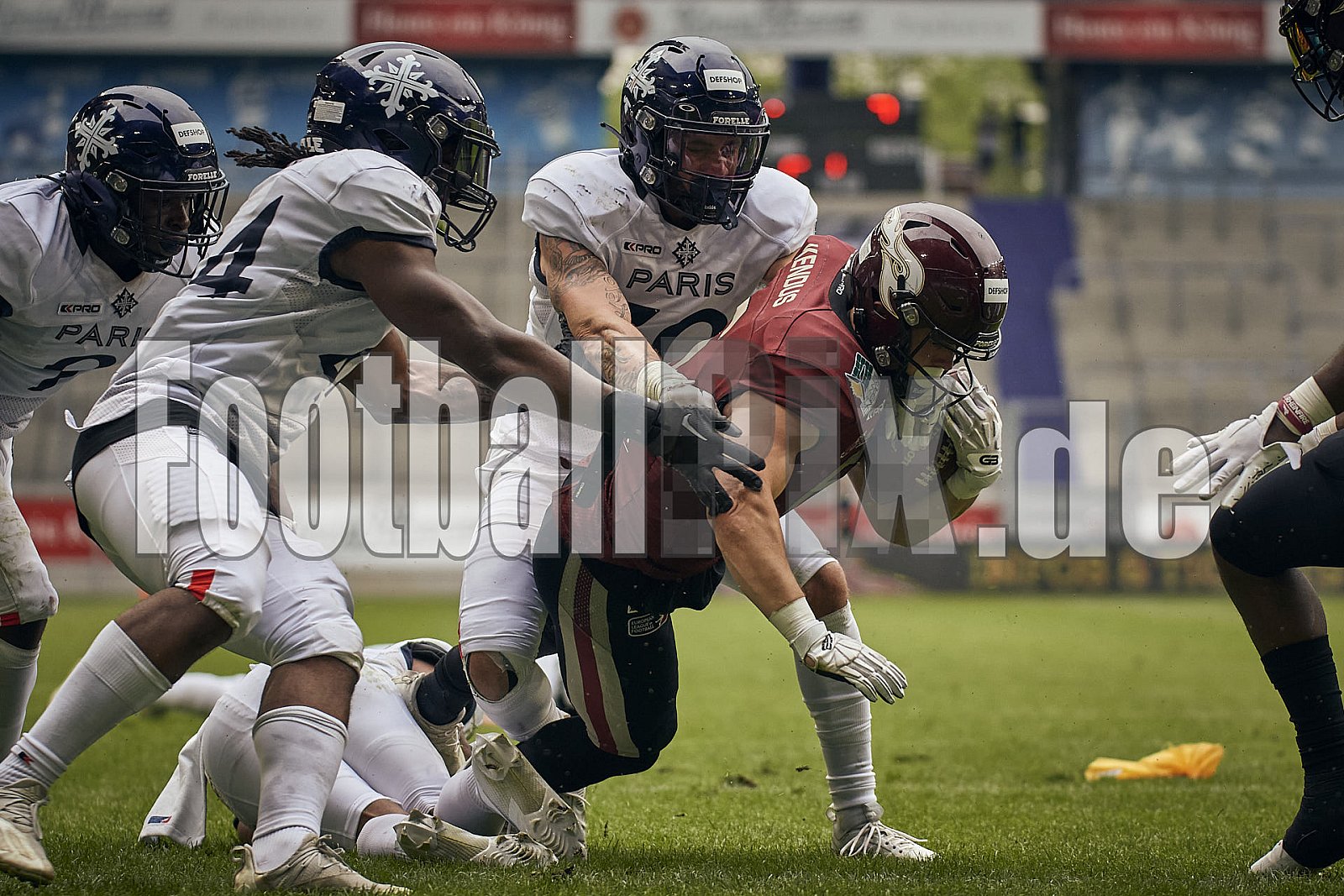 Die 3.Spielwoche der European League of Football (ELF) Season 2023 Rhein Fire vs. Paris Musketeers am 18.06.2023 im Stadion Schauinsland-Reisen-Arena, Margaretenstraße 5-7, 47055 Duisburg. Punkte Endstand 58 : 28. 
Bildnummer: 2023-06-18_0673 - ELF ParisMusketeers@RheinFire