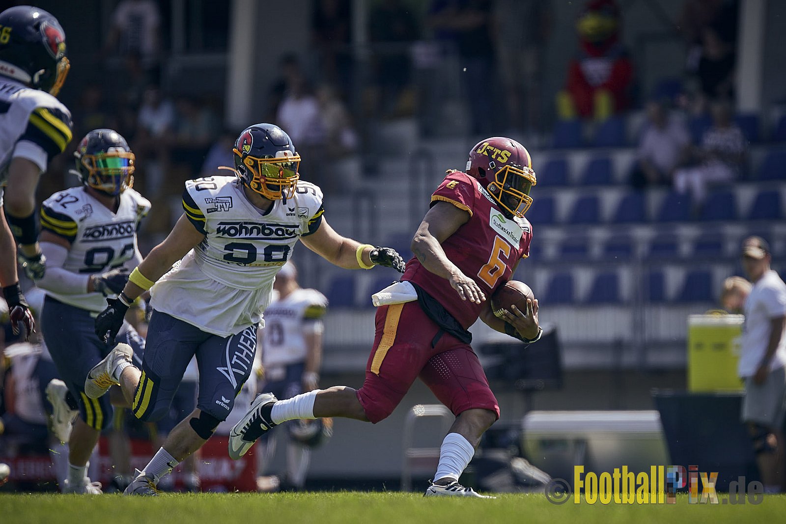 AFCV NRW Regionalliga Season 2023 Essen Assindia Cardinals vs. Troisdorf Jets am 25.06.2023 im Stadion Stadion am Hallo, Hallostraße 50, 45141 Essen. Punkte Endstand 20 : 35. 
Bildnummer: 2023-06-25_0291 - EssenAssindiaCardinalsVsTroisdorfJets