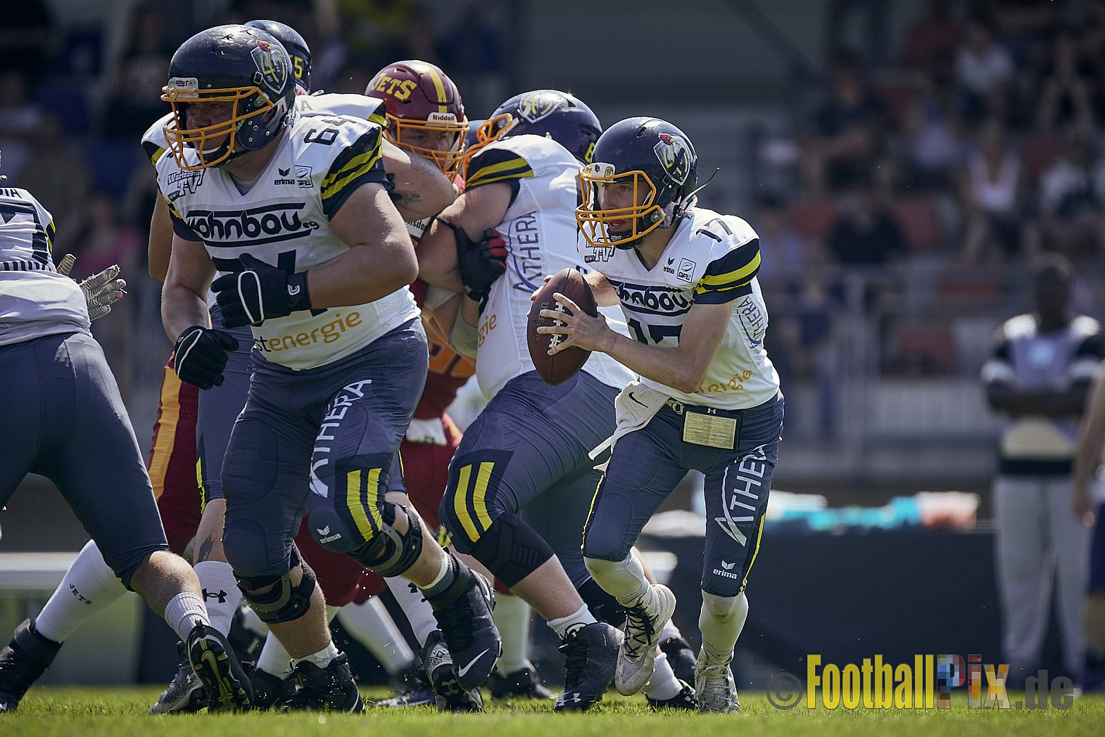 AFCV NRW Regionalliga Season 2023 Essen Assindia Cardinals vs. Troisdorf Jets am 25.06.2023 im Stadion Stadion am Hallo, Hallostraße 50, 45141 Essen. Punkte Endstand 20 : 35. 
Bildnummer: 2023-06-25_0329 - EssenAssindiaCardinalsVsTroisdorfJets
