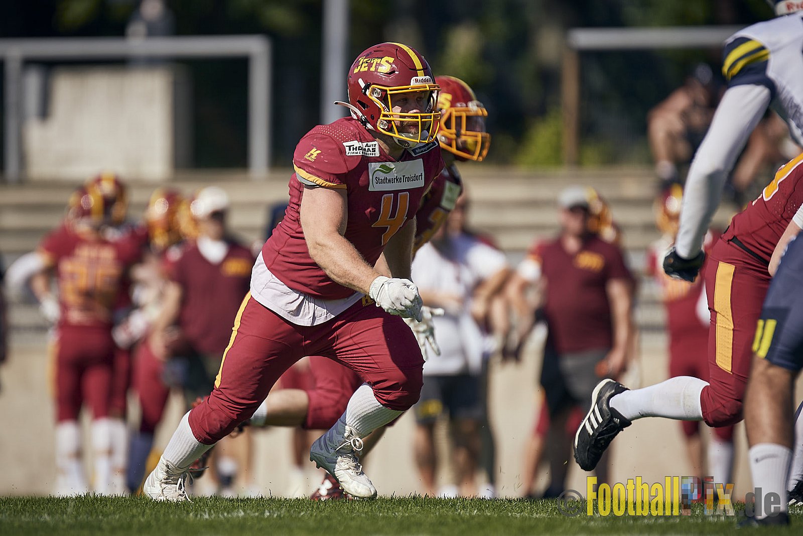 AFCV NRW Regionalliga Season 2023 Essen Assindia Cardinals vs. Troisdorf Jets am 25.06.2023 im Stadion Stadion am Hallo, Hallostraße 50, 45141 Essen. Punkte Endstand 20 : 35. 
Bildnummer: 2023-06-25_0576 - EssenAssindiaCardinalsVsTroisdorfJets