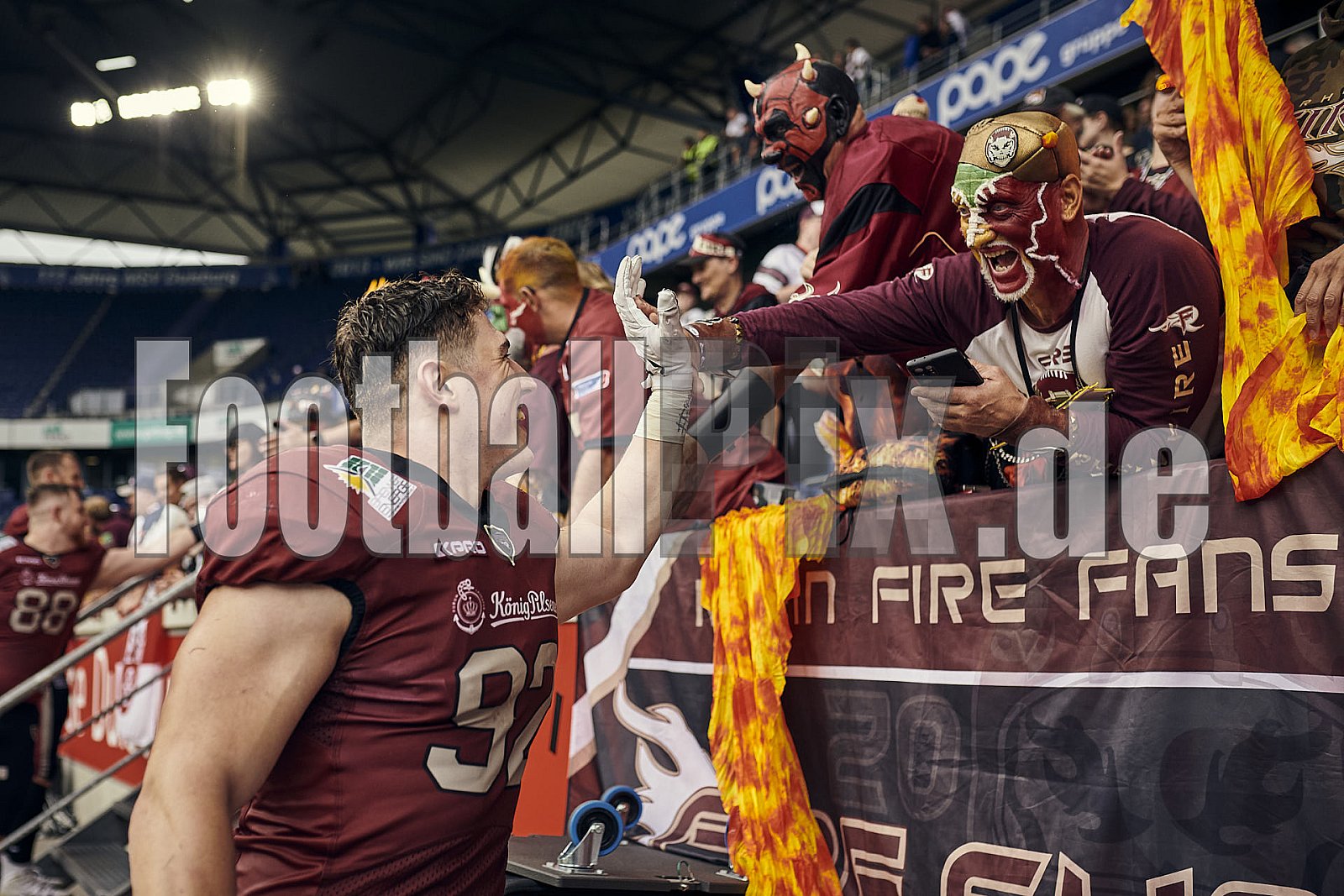Die 5.Spielwoche der European League of Football (ELF) Season 2023 Rhein Fire vs Helvetic Guards am 1.07.2023 im Stadion Schauinsland-Reisen-Arena, Margaretenstraße 5-7, 47055 Duisburg. Punkte Endstand 51 : 0. 
Bildnummer: 2023-07-01_0771 - ELF HelveticGuards@RheinFire