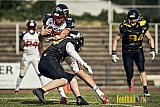 Spiel der GFL2 Season 2023 Düsseldorf Panther vs. Münster Blackhawks am 08.07.2023 im Stadion VfL Benrath, Karl-Hohmann-Straße 70, 40597 Düsseldorf. Punkte Endstand 39 : 0. 
Bildnummer: 2023-07-08_0258 - DPantherVsMsBlackhawks