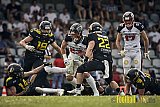 Spiel der GFL2 Season 2023 Düsseldorf Panther vs. Münster Blackhawks am 08.07.2023 im Stadion VfL Benrath, Karl-Hohmann-Straße 70, 40597 Düsseldorf. Punkte Endstand 39 : 0. 
Bildnummer: 2023-07-08_0336 - DPantherVsMsBlackhawks