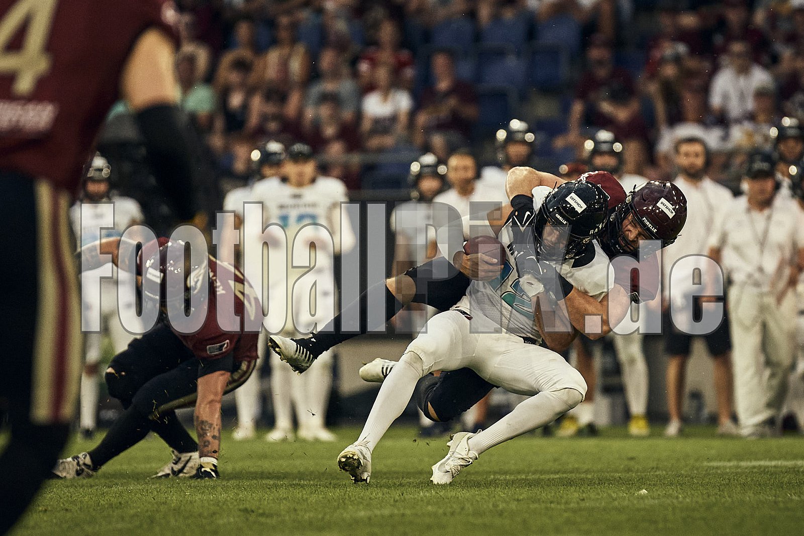 Die 6.Spielwoche der European League of Football (ELF) Season 2023 Rhein Fire vs. Munich Ravens am 09.07.2023 im Stadion Schauinsland-Reisen-Arena, Margaretenstraße 5-7, 47055 Duisburg. Punkte Endstand 39 : 25. 
Bildnummer: 2023-07-09_0463 - ELF MunichRavens@RheinFire