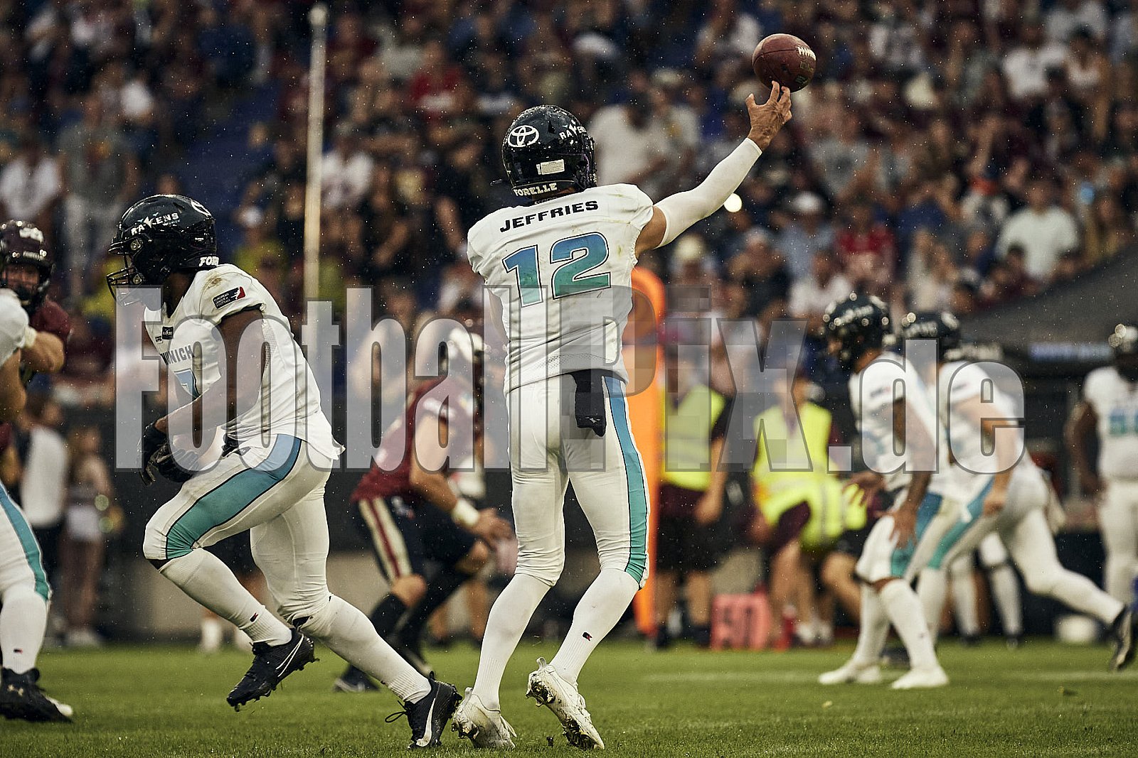 Die 6.Spielwoche der European League of Football (ELF) Season 2023 Rhein Fire vs. Munich Ravens am 09.07.2023 im Stadion Schauinsland-Reisen-Arena, Margaretenstraße 5-7, 47055 Duisburg. Punkte Endstand 39 : 25. 
Bildnummer: 2023-07-09_0549 - ELF MunichRavens@RheinFire
