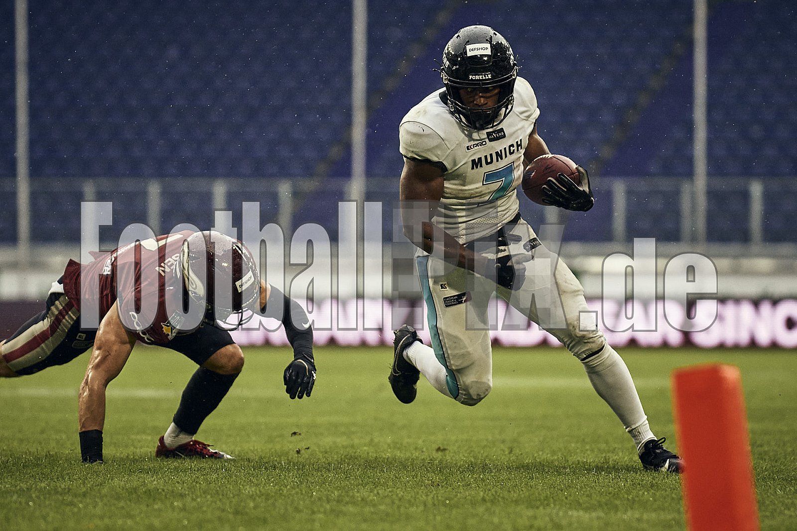 Die 6.Spielwoche der European League of Football (ELF) Season 2023 Rhein Fire vs. Munich Ravens am 09.07.2023 im Stadion Schauinsland-Reisen-Arena, Margaretenstraße 5-7, 47055 Duisburg. Punkte Endstand 39 : 25. 
Bildnummer: 2023-07-09_0673 - ELF MunichRavens@RheinFire