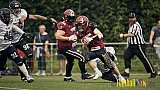 AFCV Landesliga NRW Season 2023 Iserlohn Titans vs. Lüdenscheid Lightnings am 5.08.2023 im Stadion inceptum-Stadion am Seilersee, Seeuferstraße 26, 58636 Iserlohn. Punkte Endstand 18 : 28. 
Bildnummer: 2023-08-05_0208 - IserlohnTitansVsLuedenscheidLightnings