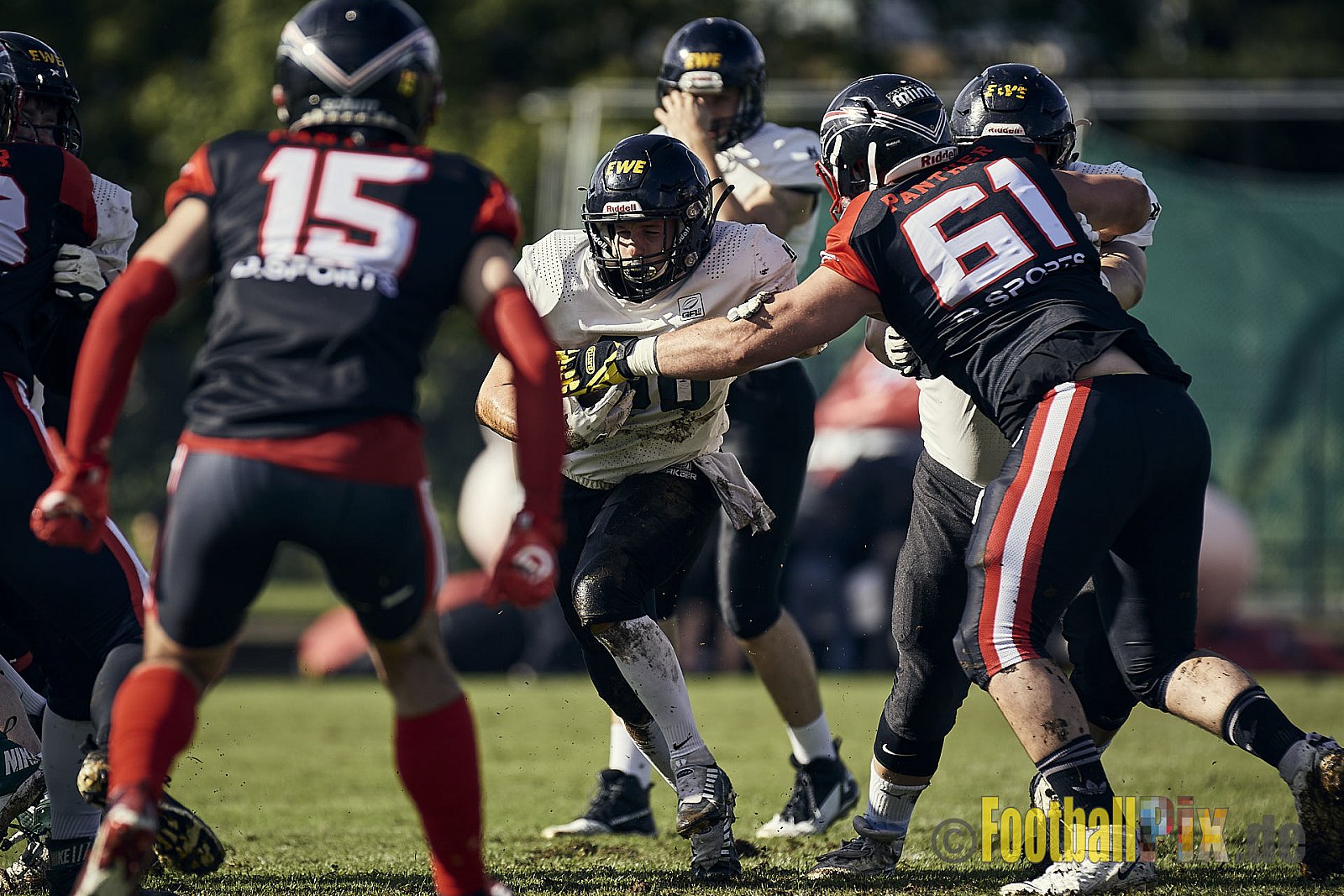 Ligaspiel der GFL2 Season 2023 Düsseldorf Panther vs. Oldenburg Knights am 12.08.2023 im Stadion VfL Benrath, Karl-Hohmann-Straße 70, 40597 Düsseldorf. Punkte Endstand 6 : 8.
Bildnummer: 2023-08-12_0103 - DPantherVsOldenburgKnights