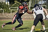 Ligaspiel der GFL2 Season 2023 Düsseldorf Panther vs. Langenfeld Longhorns am 26.08.2023 im Stadion VfL Benrath, Karl-Hohmann-Straße 70, 40597 Düsseldorf. Punkte Endstand 14 : 6 (7:0/7:0/0:0/0:6). 
Bildnummer: 2023-08-26_0359 - DPantherVsLangenfeldLonghorns