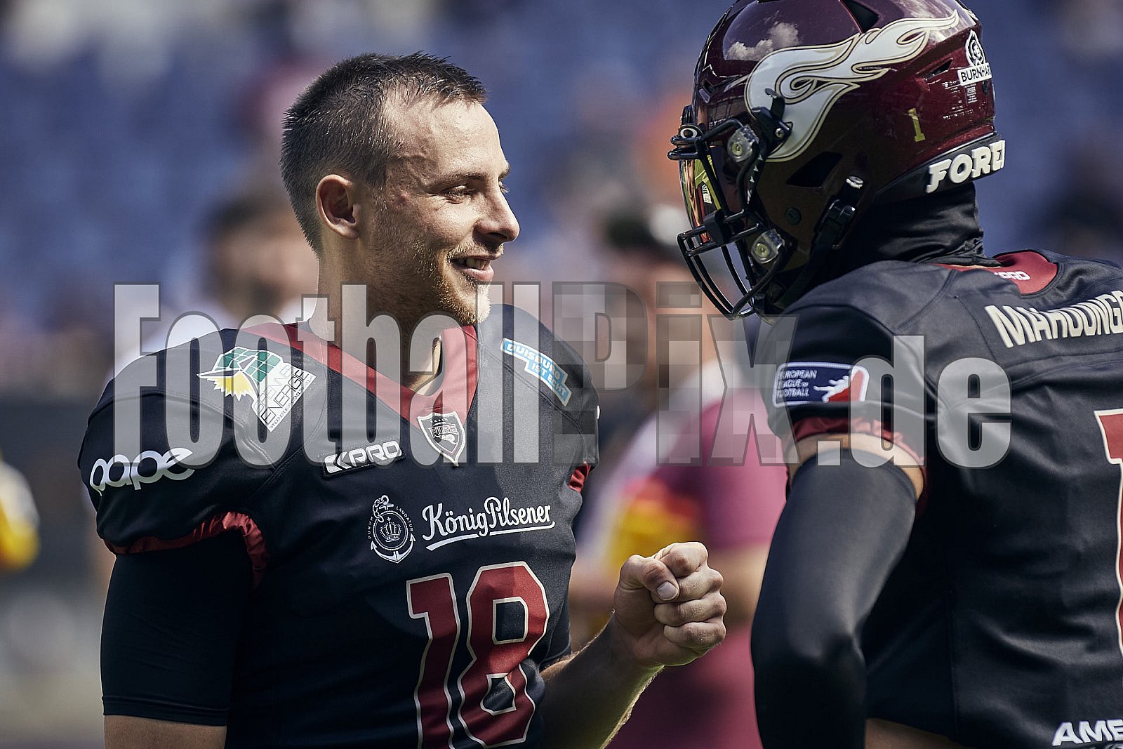 Das Halbfinale der European League of Football (ELF) Season 2023 Rhein Fire vs. Frankfurt Galaxy am 17.09.2023 im Stadion Schauinsland-Reisen-Arena, Margaretenstraße 5-7, 47055 Duisburg. Punkte Endstand 42 : 23. 
Bildnummer: 2023-09-17_0073 - FrankfurtGalaxy@RheinFire
