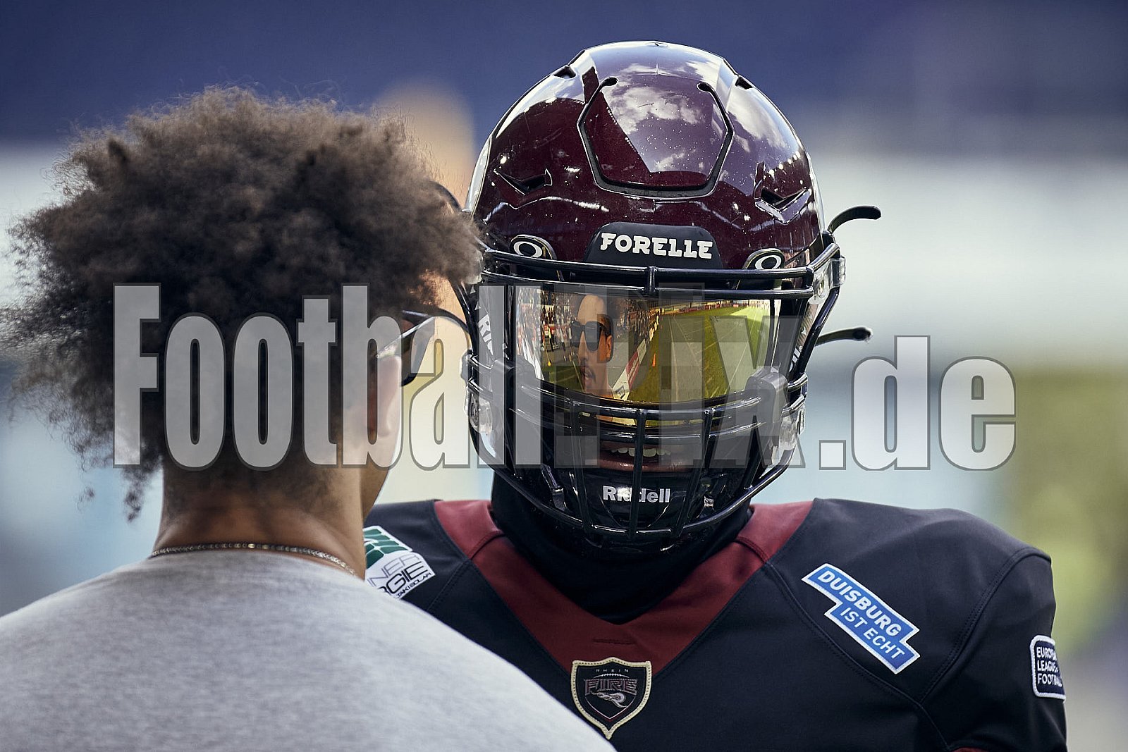 Das Halbfinale der European League of Football (ELF) Season 2023 Rhein Fire vs. Frankfurt Galaxy am 17.09.2023 im Stadion Schauinsland-Reisen-Arena, Margaretenstraße 5-7, 47055 Duisburg. Punkte Endstand 42 : 23. 
Bildnummer: 2023-09-17_0530 - FrankfurtGalaxy@RheinFire
