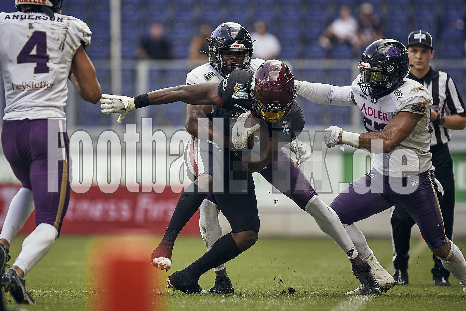 Das Halbfinale der European League of Football (ELF) Season 2023 Rhein Fire vs. Frankfurt Galaxy am 17.09.2023 im Stadion Schauinsland-Reisen-Arena, Margaretenstraße 5-7, 47055 Duisburg. Punkte Endstand 42 : 23. 
Bildnummer: 2023-09-17_0574 - FrankfurtGalaxy@RheinFire