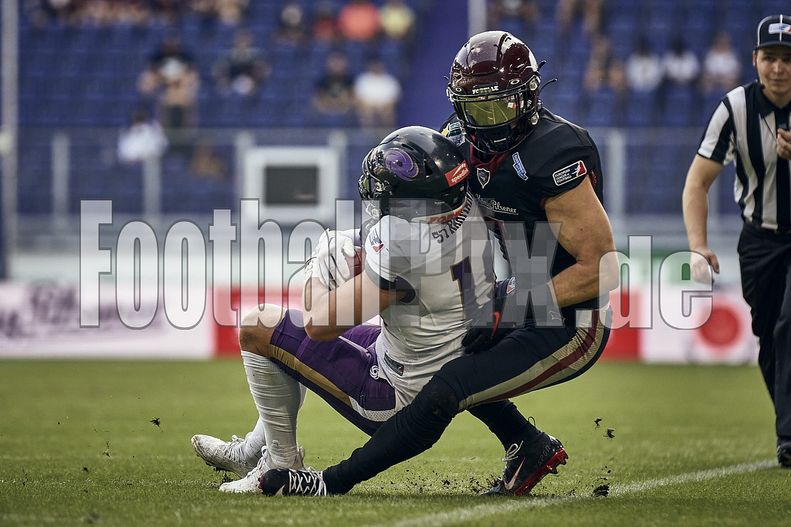 Das Halbfinale der European League of Football (ELF) Season 2023 Rhein Fire vs. Frankfurt Galaxy am 17.09.2023 im Stadion Schauinsland-Reisen-Arena, Margaretenstraße 5-7, 47055 Duisburg. Punkte Endstand 42 : 23. 
Bildnummer: 2023-09-17_0814 - FrankfurtGalaxy@RheinFire