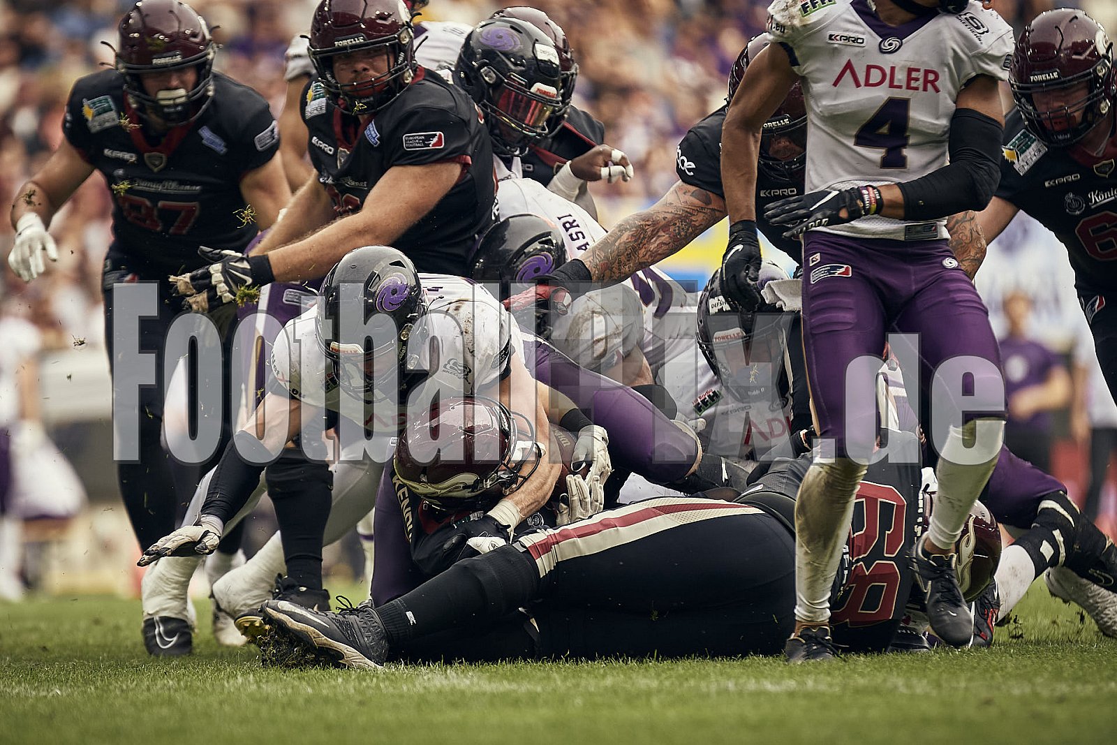 Das Halbfinale der European League of Football (ELF) Season 2023 Rhein Fire vs. Frankfurt Galaxy am 17.09.2023 im Stadion Schauinsland-Reisen-Arena, Margaretenstraße 5-7, 47055 Duisburg. Punkte Endstand 42 : 23. 
Bildnummer: 2023-09-17_1019 - FrankfurtGalaxy@RheinFire