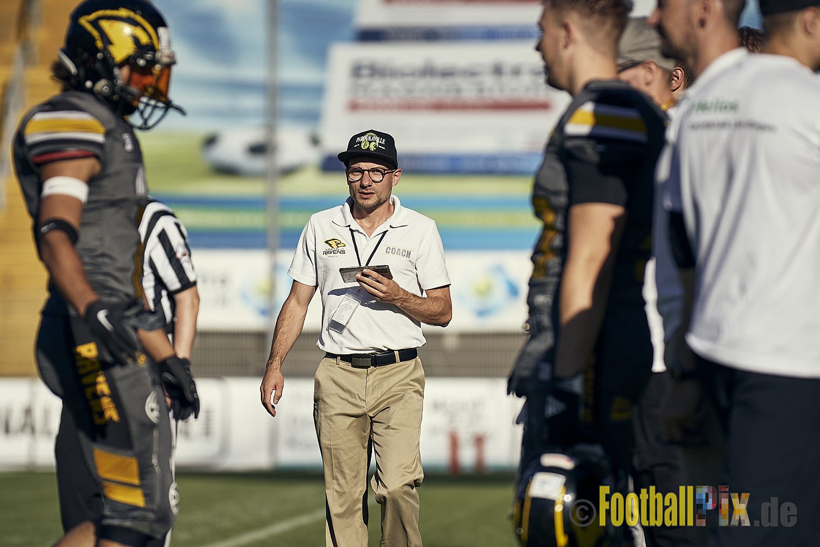 Spiel der AFCV Regionalliga NRW Season 2023 Krefeld Ravens vs. Münster Mammuts am 24.09.2023 im Stadion Grotenburgstadion, Tiergartenstraße, Bockum, Krefeld, North Rhine-Westphalia, 47800, Germany. Punkte Endstand 45 : 0. 
Bildnummer: 2023-09-24_0624 - KrefeldRavensVsMMammuts