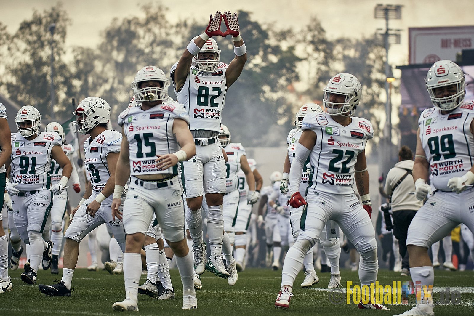 ERIMA GFL Bowl 2023 Potsdam Royals vs. Schwäbisch Hall Unicorns am 14.10.2023 im Stadion Hafenstraße, 45356 Essen. Die Potsdam Royals sind zum ersten Mal Deutscher Meister mit einem Punkte Endstand von 34 : 7. 
Bildnummer: 2023-10-14_0213 - GflBowl2023SchwaebischHallUnicornsVsPotsdamRoyals