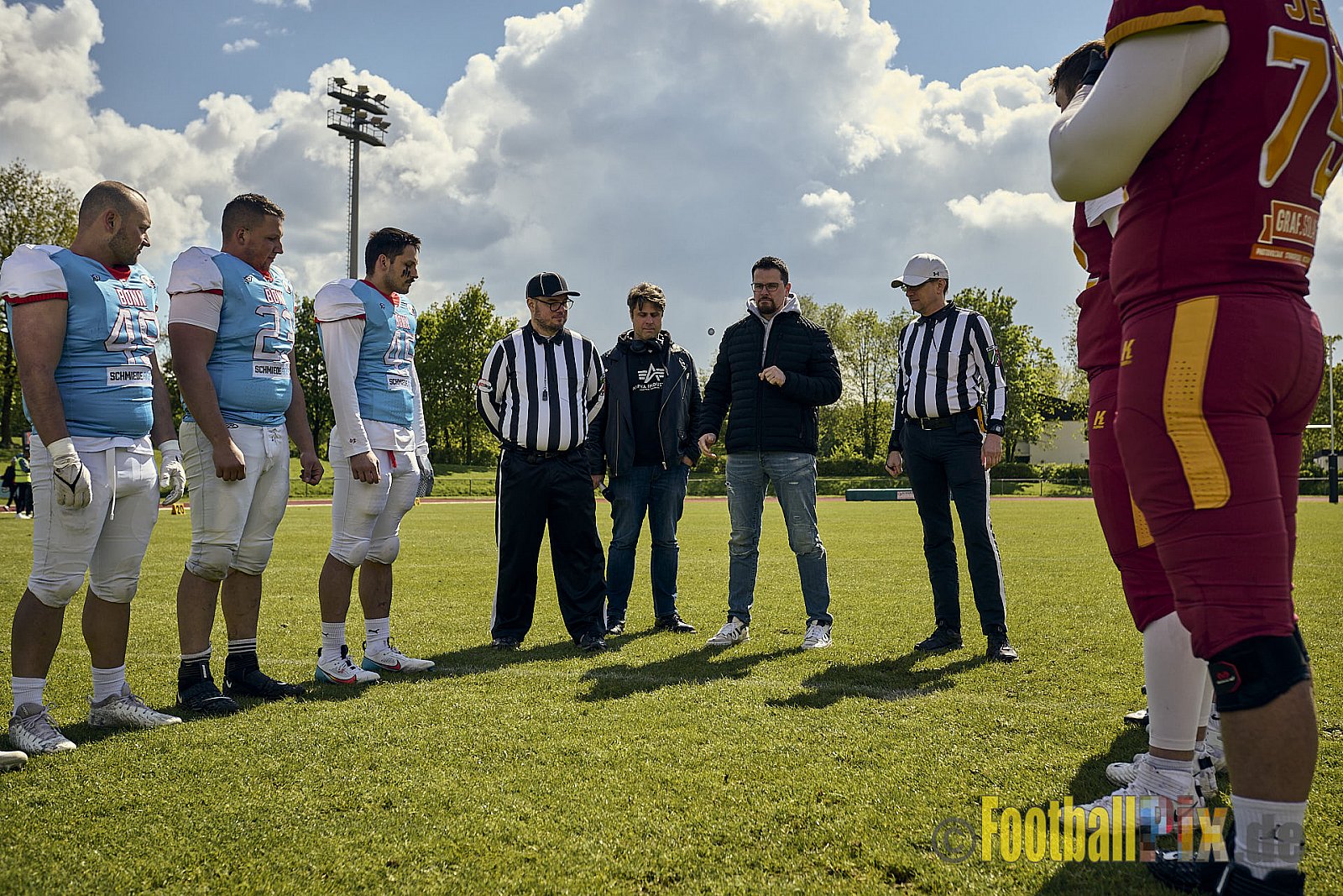 Spiel der Regionalliga AFCV NRW Season 2024 Troisdorf Jets vs. Bonn Gamecocks am 21.04.2024 im Aggerstadion Troisdorf, Punkte Endstand 28 : 07.
[Bildnummer: 2024-04-21_042] - TroisdorfJetsVsBonnGamecocks